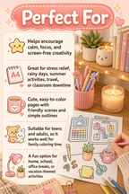 Cozy Coloring Kawaii Desk PDF | Stress-Relief for Your Workspace
