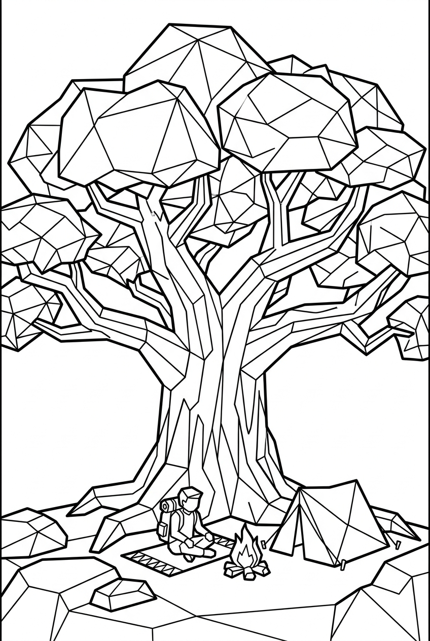 Low Poly Medieval Coloring Pages | 50 Relaxing Printable PDFs