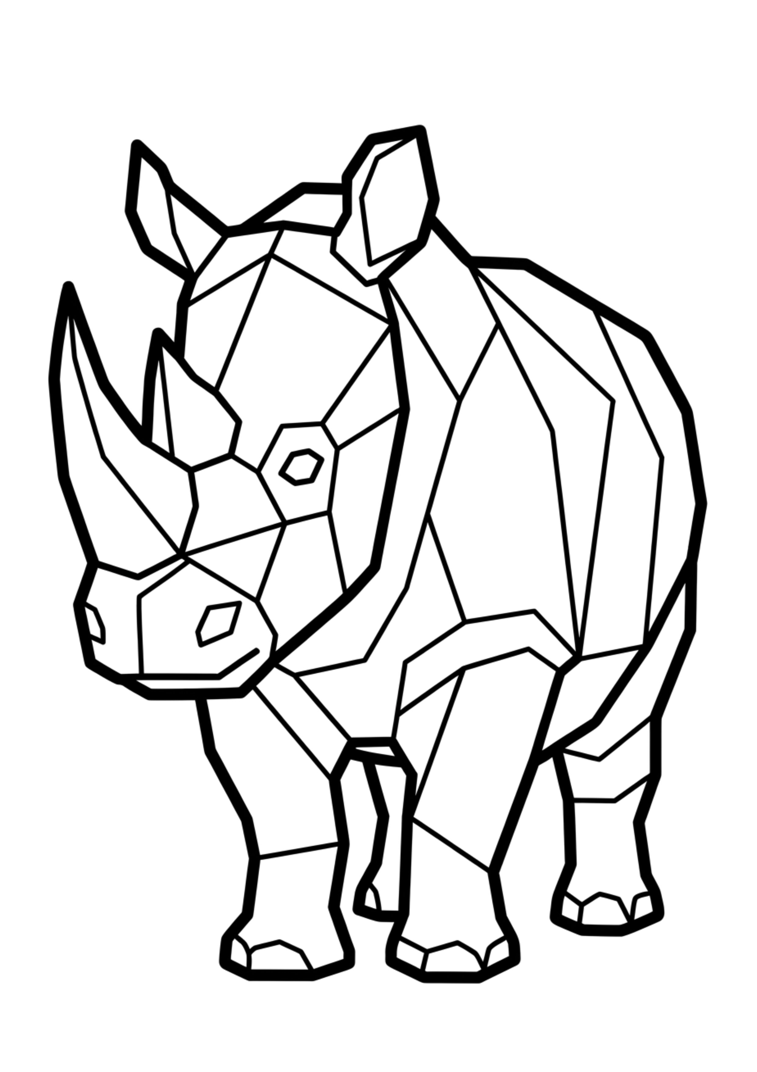 Low Poly Coloring Pages | 50 Geometric Animal PDF Printables for Kids