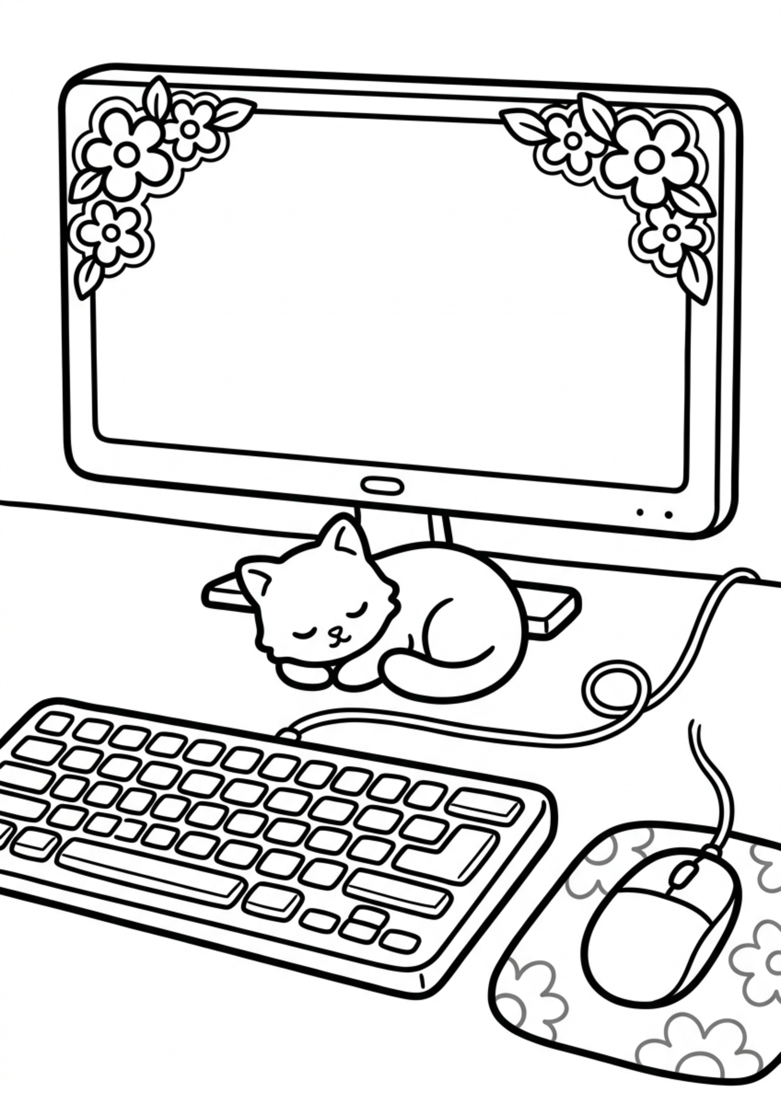 Cozy Coloring Kawaii Desk PDF | Stress-Relief for Your Workspace