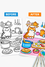 Cozy Kitchen Kawaii Coloring Pages | 25 Stress-Relief PDF Printables