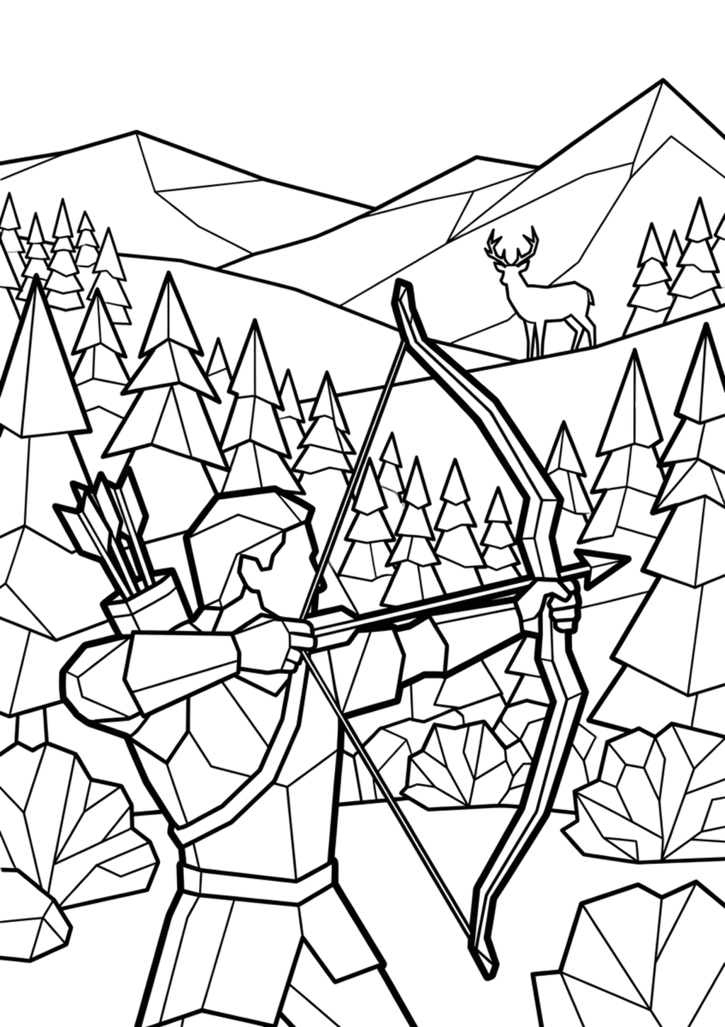 Low Poly Coloring Pages Bundle | 150 Relaxing PDF Prints
