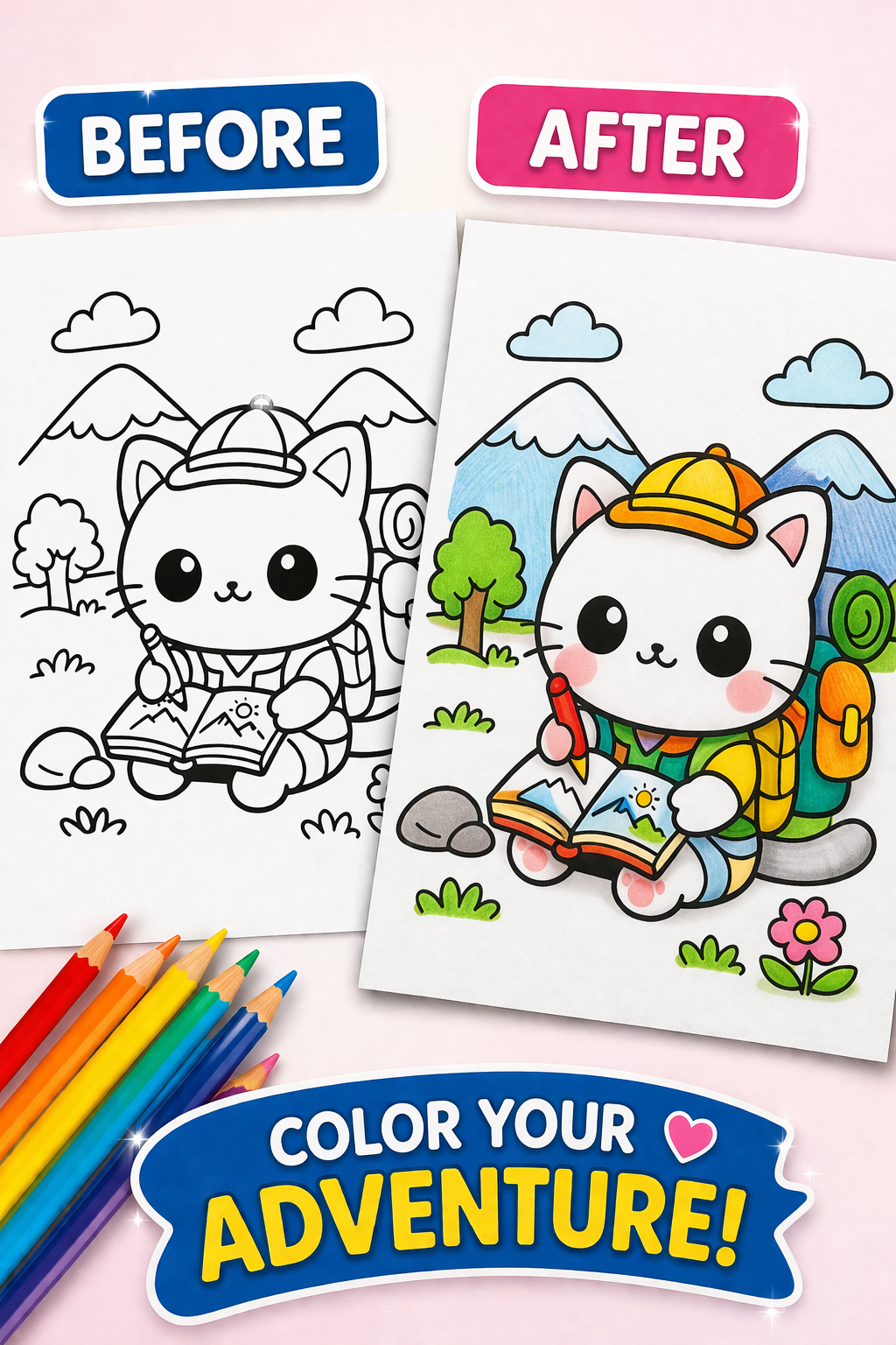Cute Cat Cozy Explorer Series for Relaxing Activities | 50-Page PDF