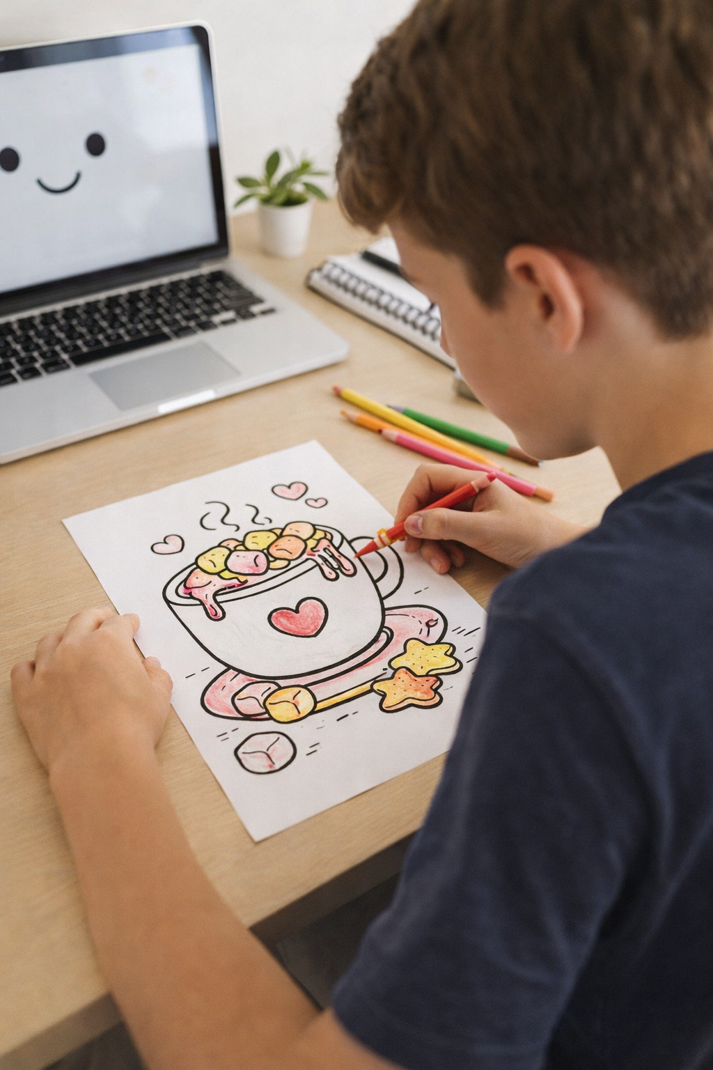 Cozy Coloring Kawaii Cafe | PDF Printables for Stress Relief