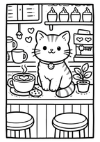 Cozy Coloring Kawaii Cafe | PDF Printables for Stress Relief