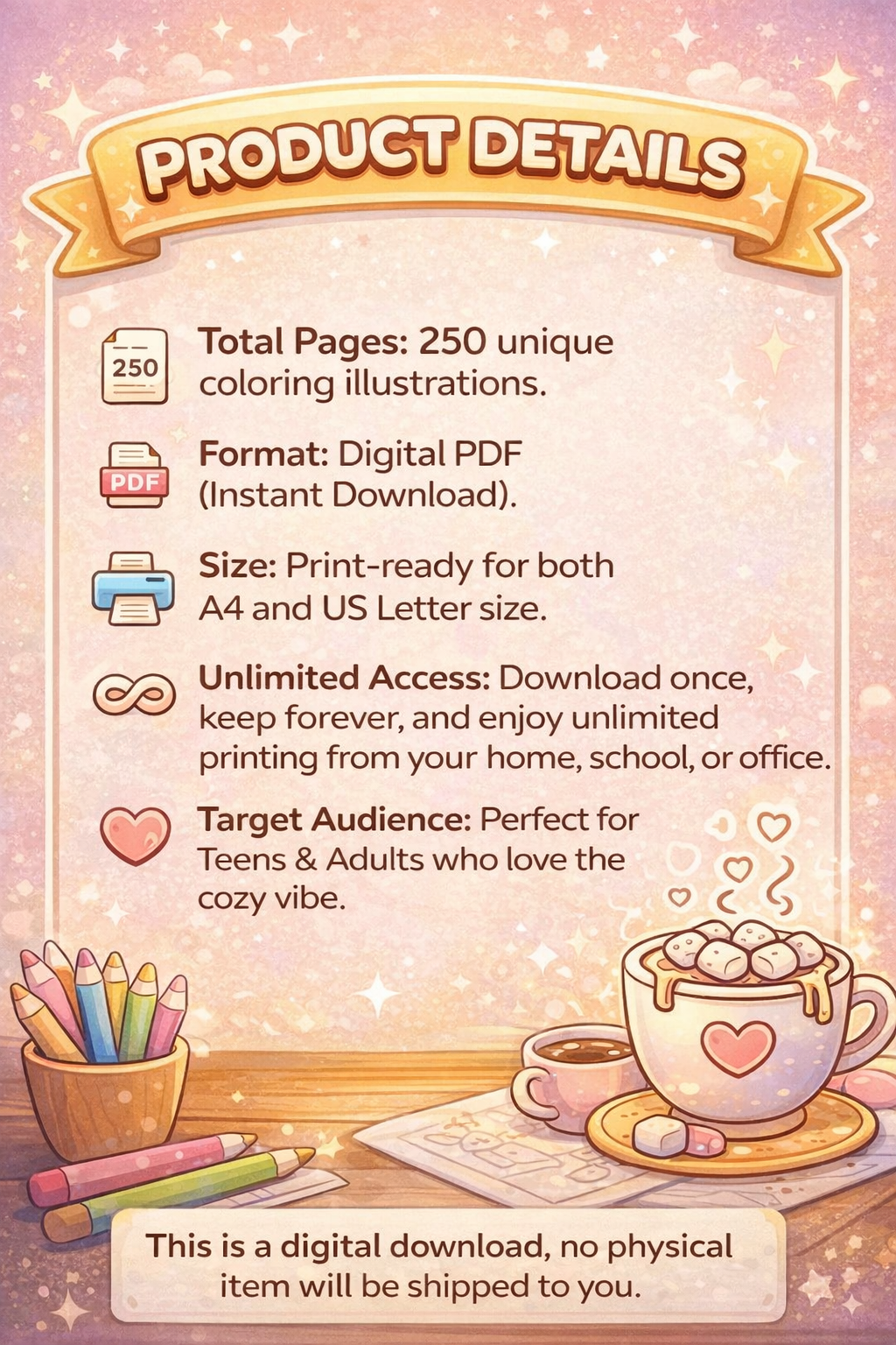 Cozy Coloring Bundle | 250 Kawaii Coloring Pages PDF Printables
