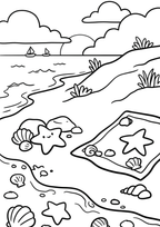 Cozy Coloring Kawaii Beach | PDF Printables for Stress Relief