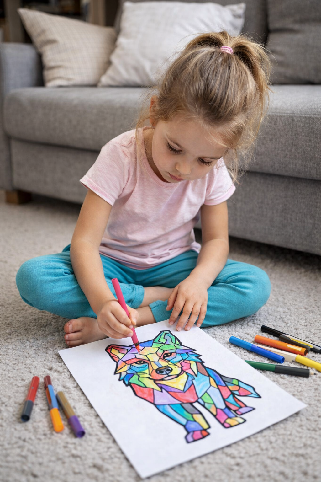 Low Poly Coloring Pages | 50 Geometric Animal PDF Printables for Kids
