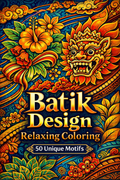 Batik Design Easy Coloring Pages | 50 Relaxing PDF Prints