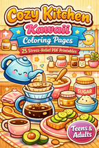 Cozy Kitchen Kawaii Coloring Pages | 25 Stress-Relief PDF Printables