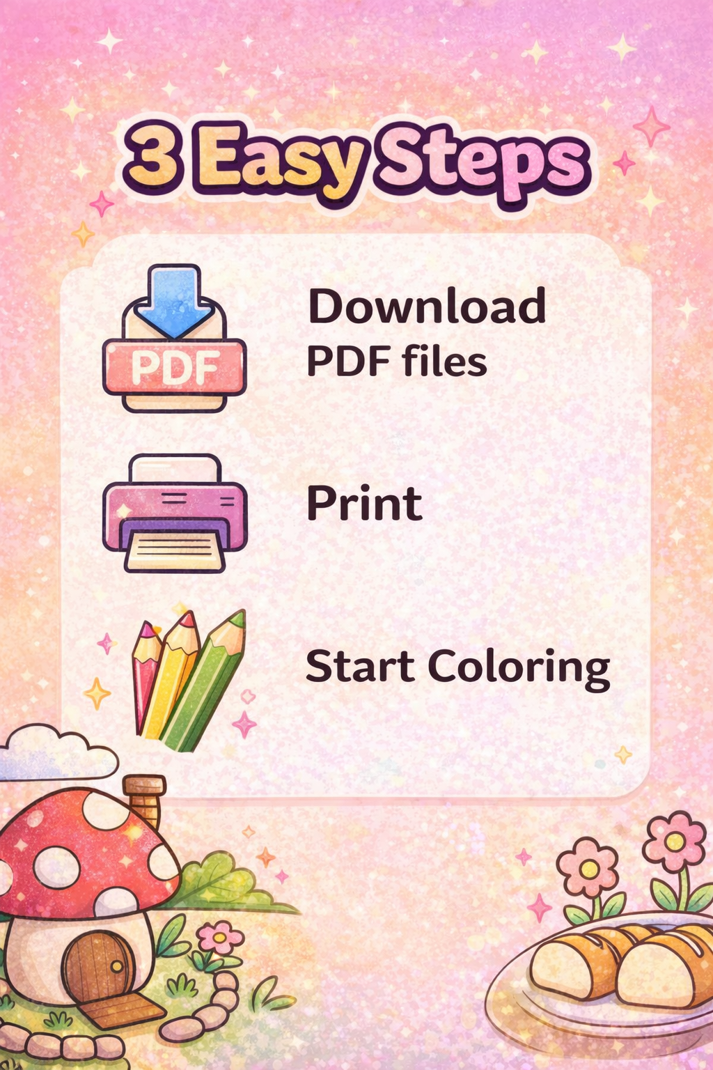Cozy Coloring Pages for Calm | Kawaii Cottagecore PDF Printables