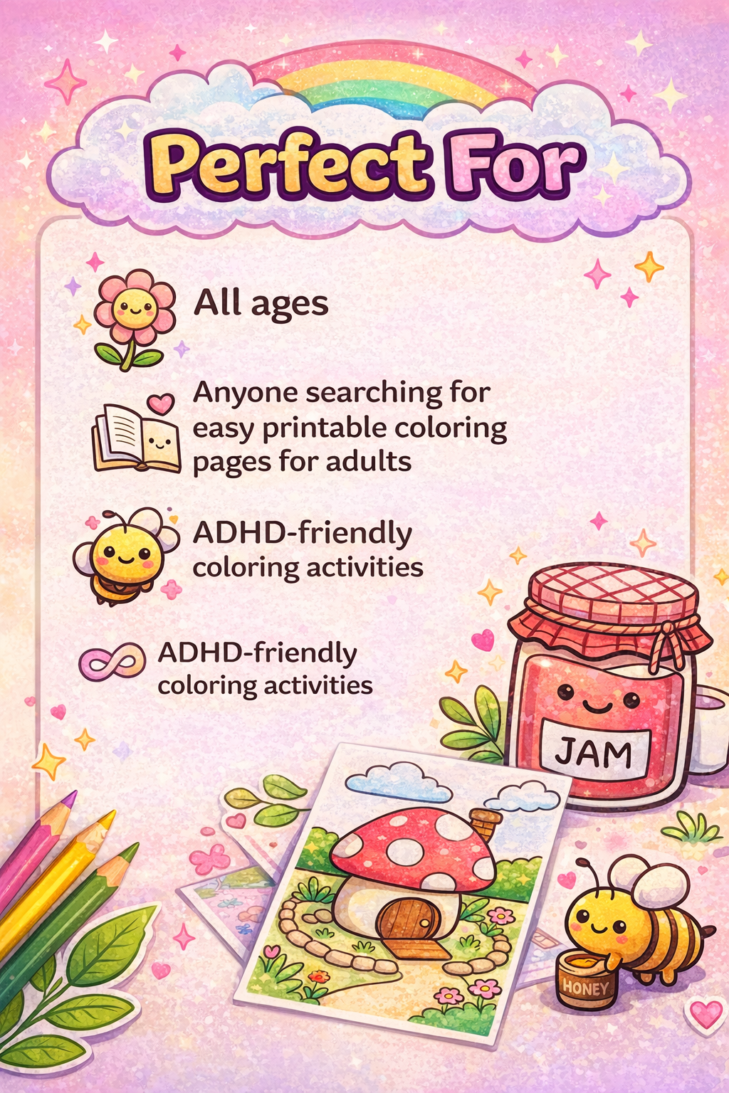 Cozy Coloring Pages for Calm | Kawaii Cottagecore PDF Printables