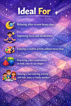 Low Poly Space Coloring Pages PDF | 50 Relaxing Printable Scenes