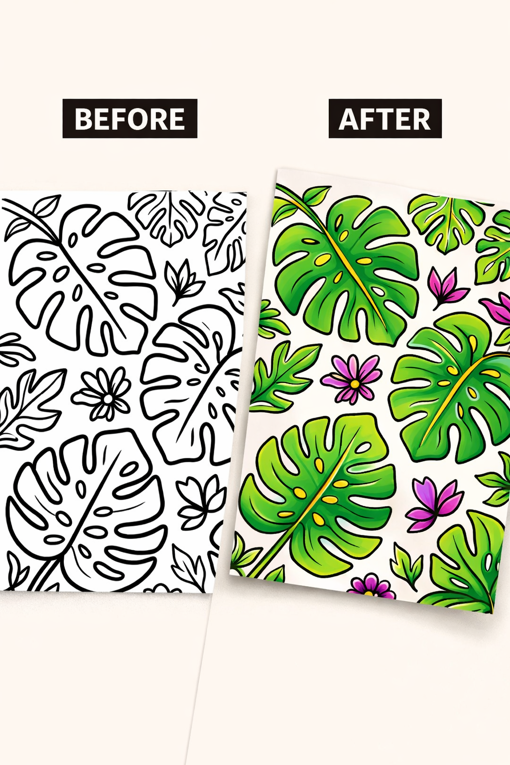 Flowers & Leaves Cozy Coloring Pages | 45 Relaxing PDF Printables