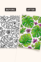 Flowers & Leaves Cozy Coloring Pages | 45 Relaxing PDF Printables