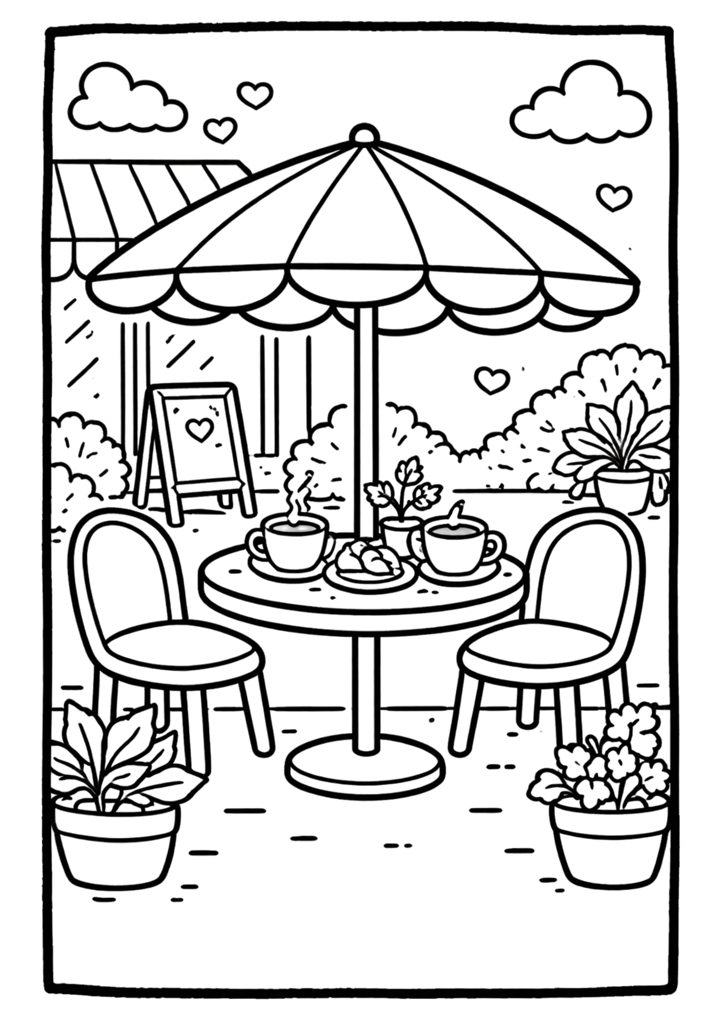 Cozy Coloring Kawaii Cafe | PDF Printables for Stress Relief