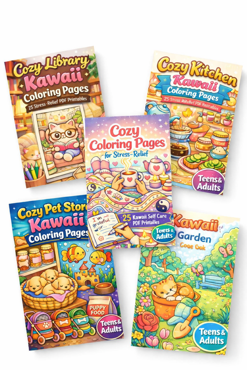 Cozy Coloring Bundle | 250 Kawaii Coloring Pages PDF Printables