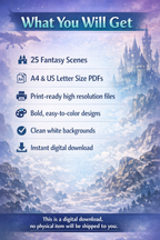 Low Poly Fantasy Coloring Pages | 25 Relaxing PDF Prints