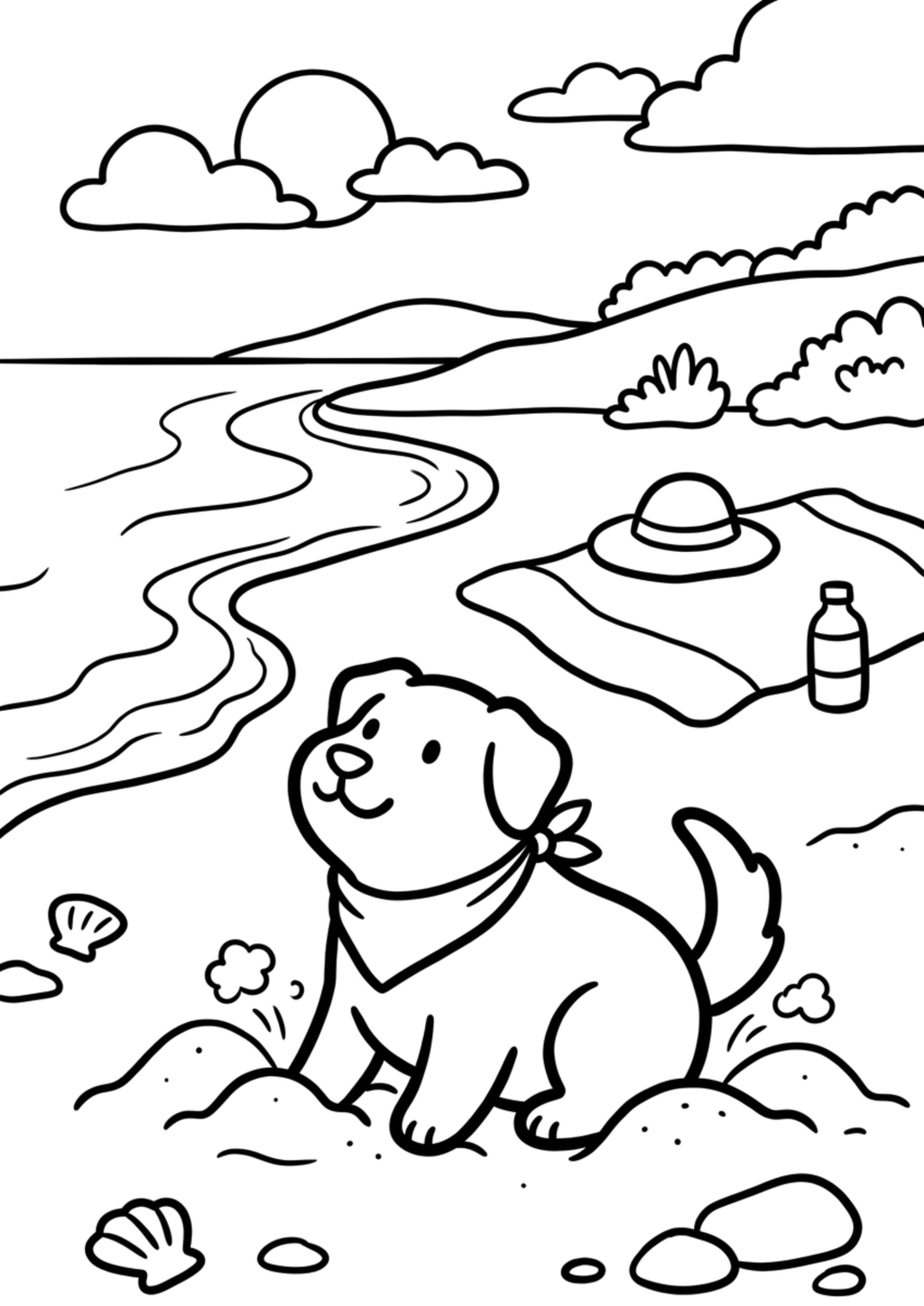 Cozy Coloring Kawaii Beach | PDF Printables for Stress Relief