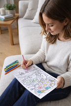 Cozy Coloring Kawaii Beach | PDF Printables for Stress Relief