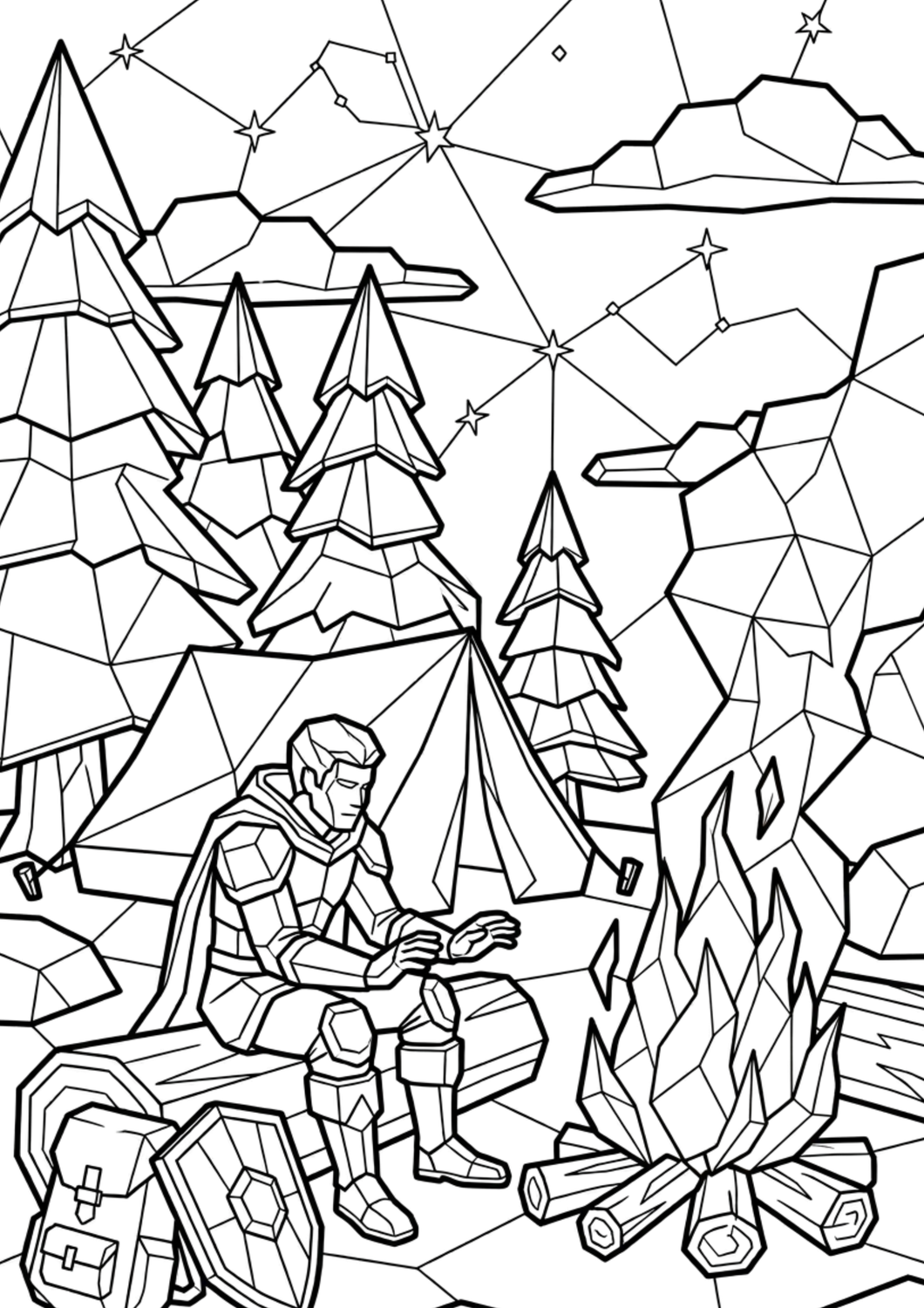 Low Poly Coloring Pages Bundle | 150 Relaxing PDF Prints