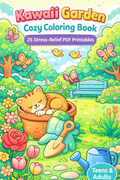 Kawaii Garden Cozy Coloring Book | 25 Stress-Relief PDF Printables