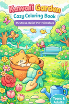 Kawaii Garden Cozy Coloring Book | 25 Stress-Relief PDF Printables