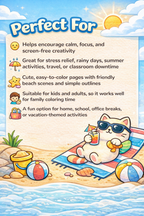 Cozy Coloring Kawaii Beach | PDF Printables for Stress Relief