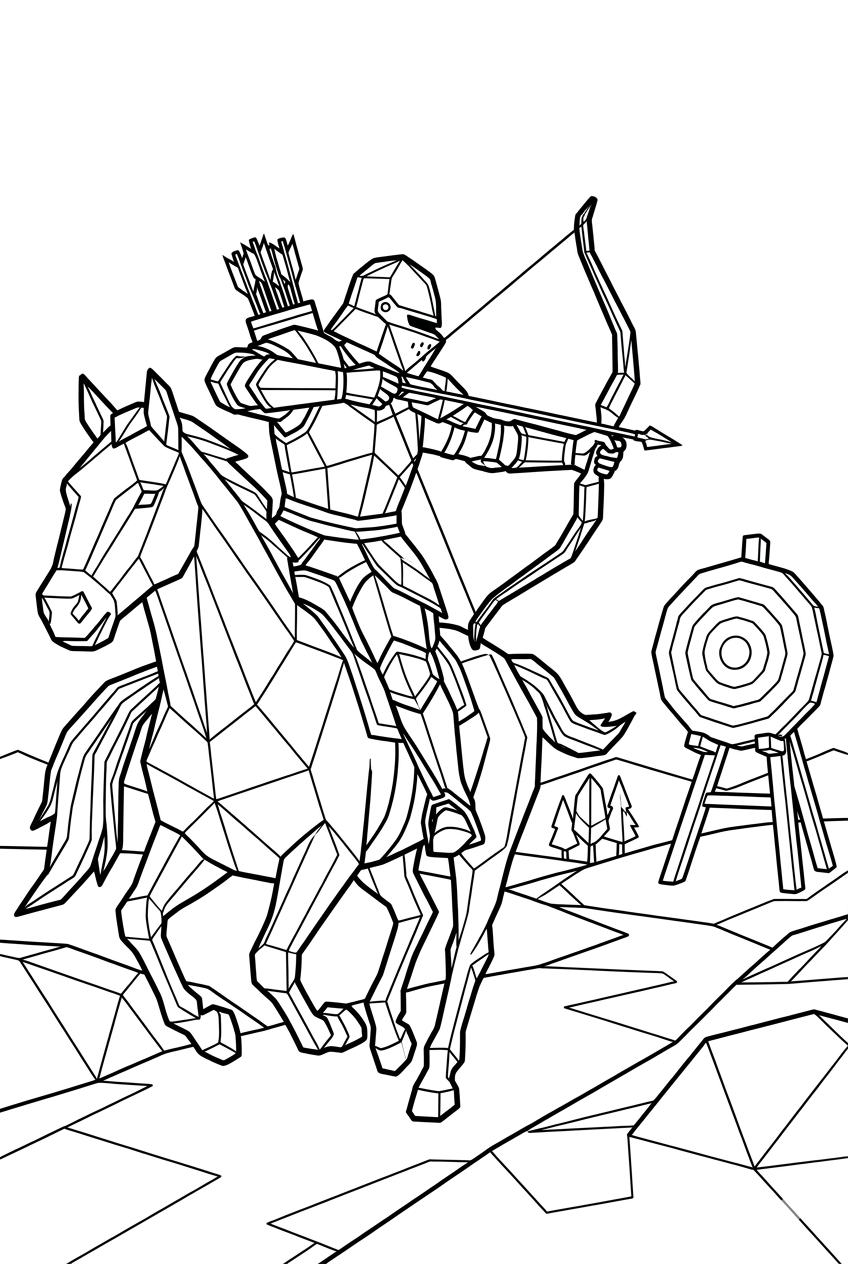 Low Poly Medieval Coloring Pages | 50 Relaxing Printable PDFs
