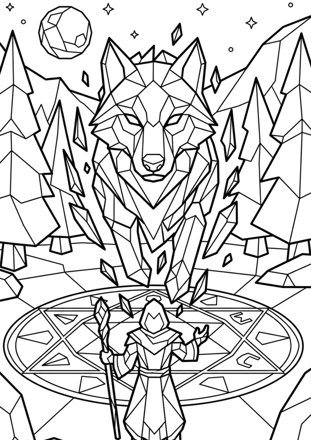 Low Poly Coloring Pages Bundle | 150 Relaxing PDF Prints