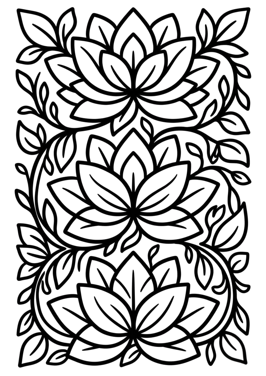 Flowers & Leaves Cozy Coloring Pages | 45 Relaxing PDF Printables
