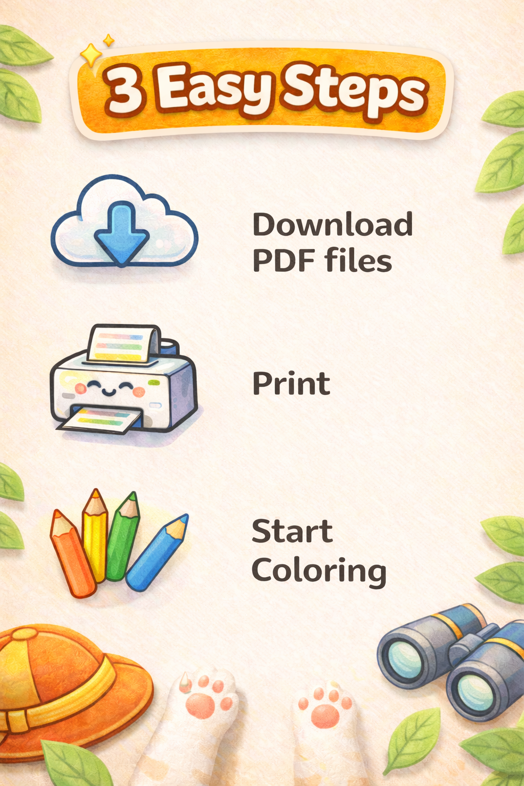 Cute Cat Cozy Explorer Series for Relaxing Activities | 50-Page PDF
