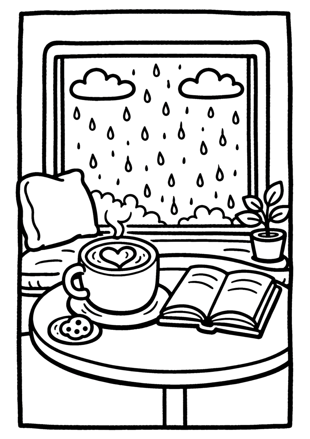 Cozy Coloring Kawaii Cafe | PDF Printables for Stress Relief