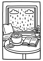 Cozy Coloring Kawaii Cafe | PDF Printables for Stress Relief