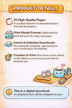 Cozy Kitchen Kawaii Coloring Pages | 25 Stress-Relief PDF Printables