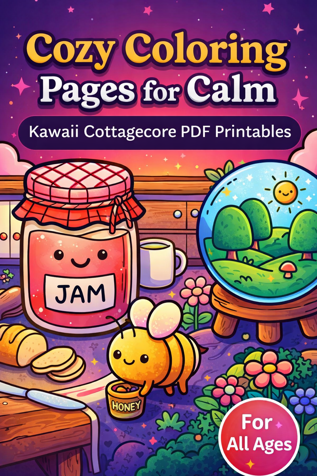 Cozy Coloring Pages for Calm | Kawaii Cottagecore PDF Printables