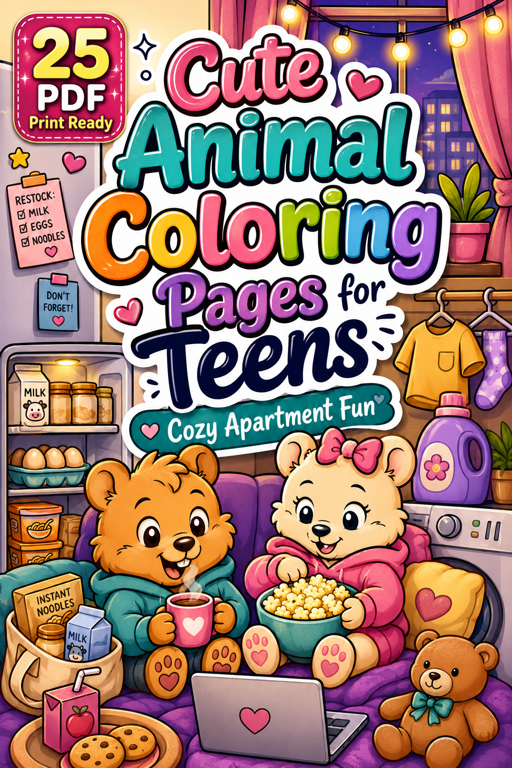 Cute Animal Coloring Pages for Teens | Cozy Apartment Fun PDF