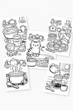 Cozy Kitchen Kawaii Coloring Pages | 25 Stress-Relief PDF Printables