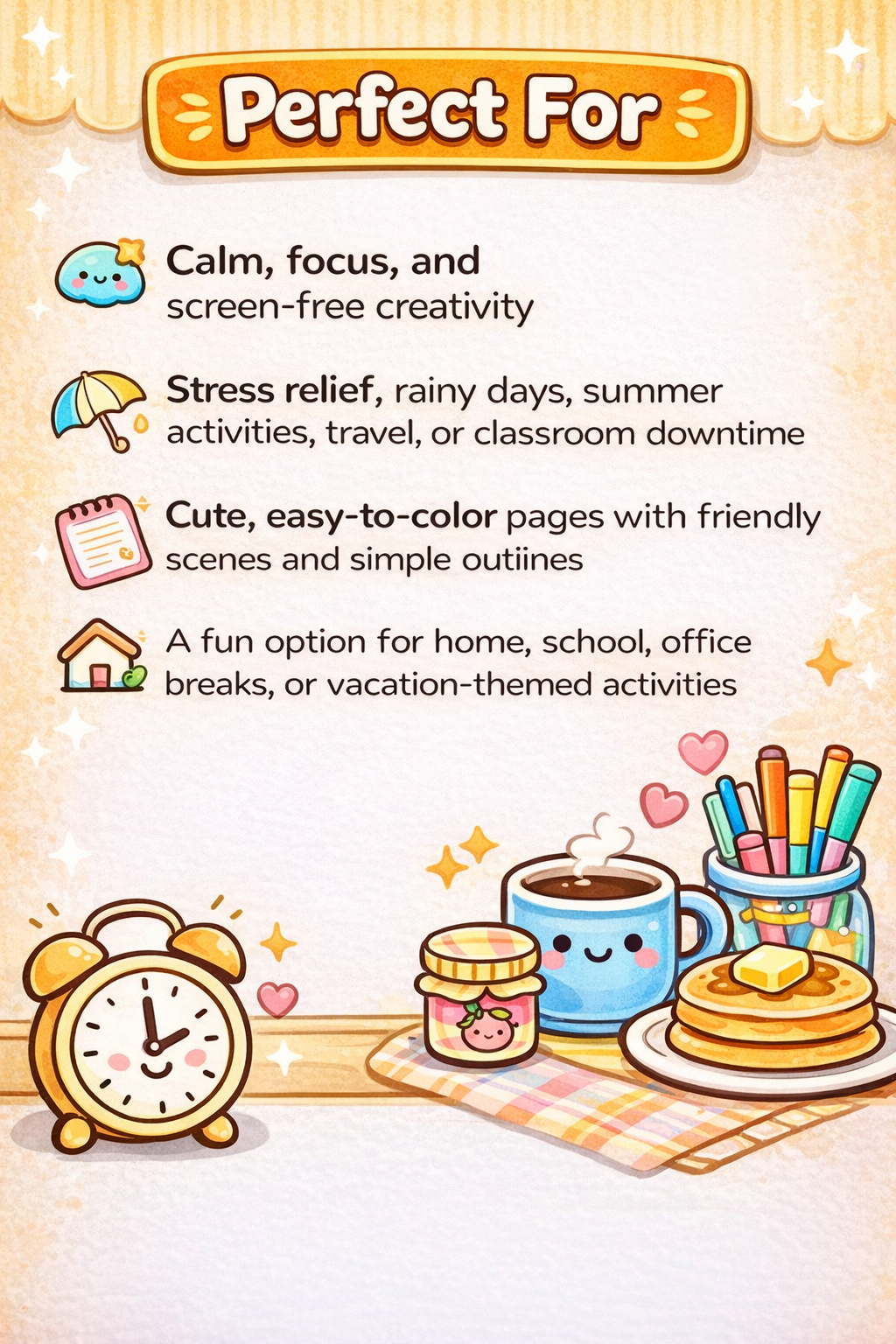 Cozy Kitchen Kawaii Coloring Pages | 25 Stress-Relief PDF Printables