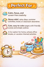 Cozy Kitchen Kawaii Coloring Pages | 25 Stress-Relief PDF Printables