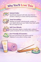 Cozy Coloring Pages for Stress-Relief | 25 Kawaii Self Care PDF Printables