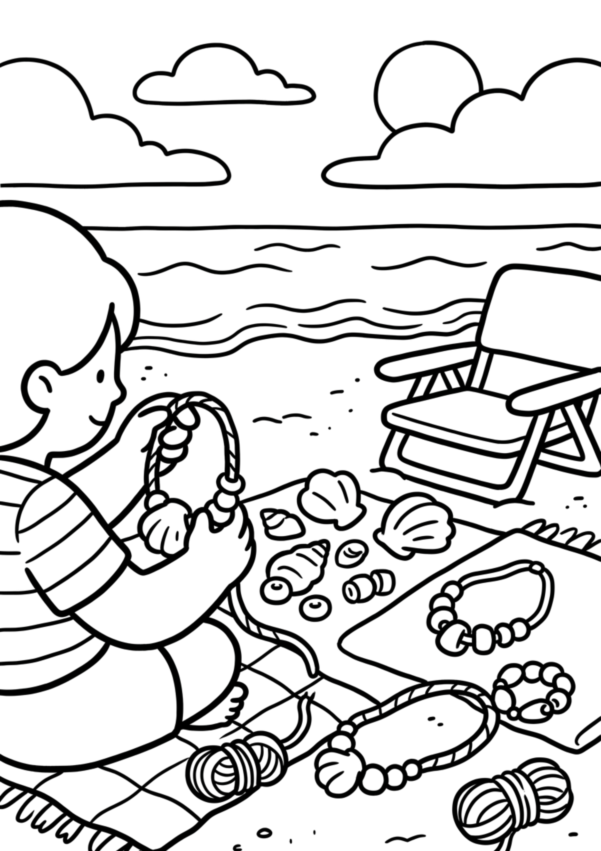 Cozy Coloring Kawaii Beach | PDF Printables for Stress Relief