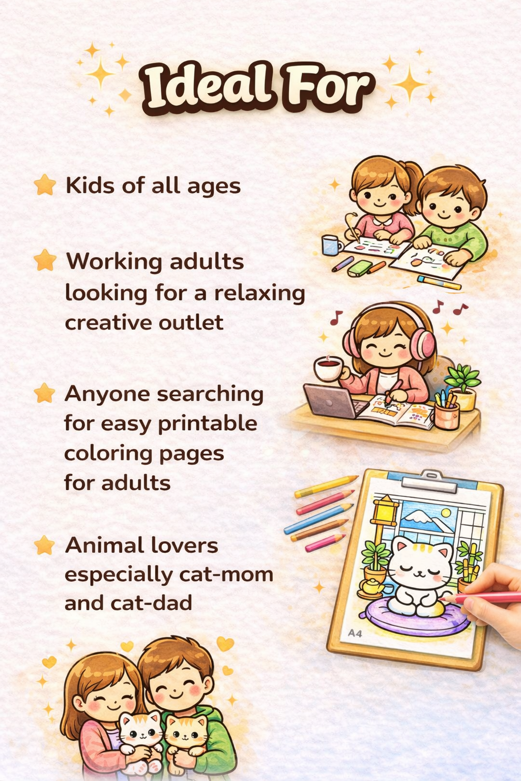 Cute Cat Cozy Coloring Pages | 50 Relaxing Printable PDF