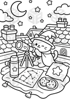 Witchy Cat Coloring Pages for Adults | Cozy Kawaii PDF