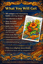Batik Design Easy Coloring Pages | 50 Relaxing PDF Prints