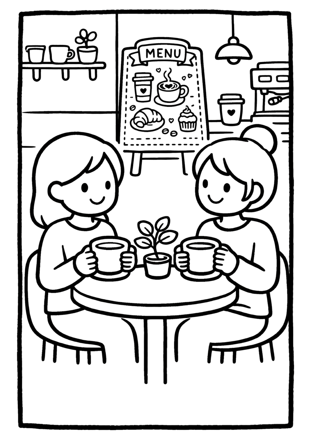 Cozy Coloring Kawaii Cafe | PDF Printables for Stress Relief