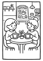 Cozy Coloring Kawaii Cafe | PDF Printables for Stress Relief