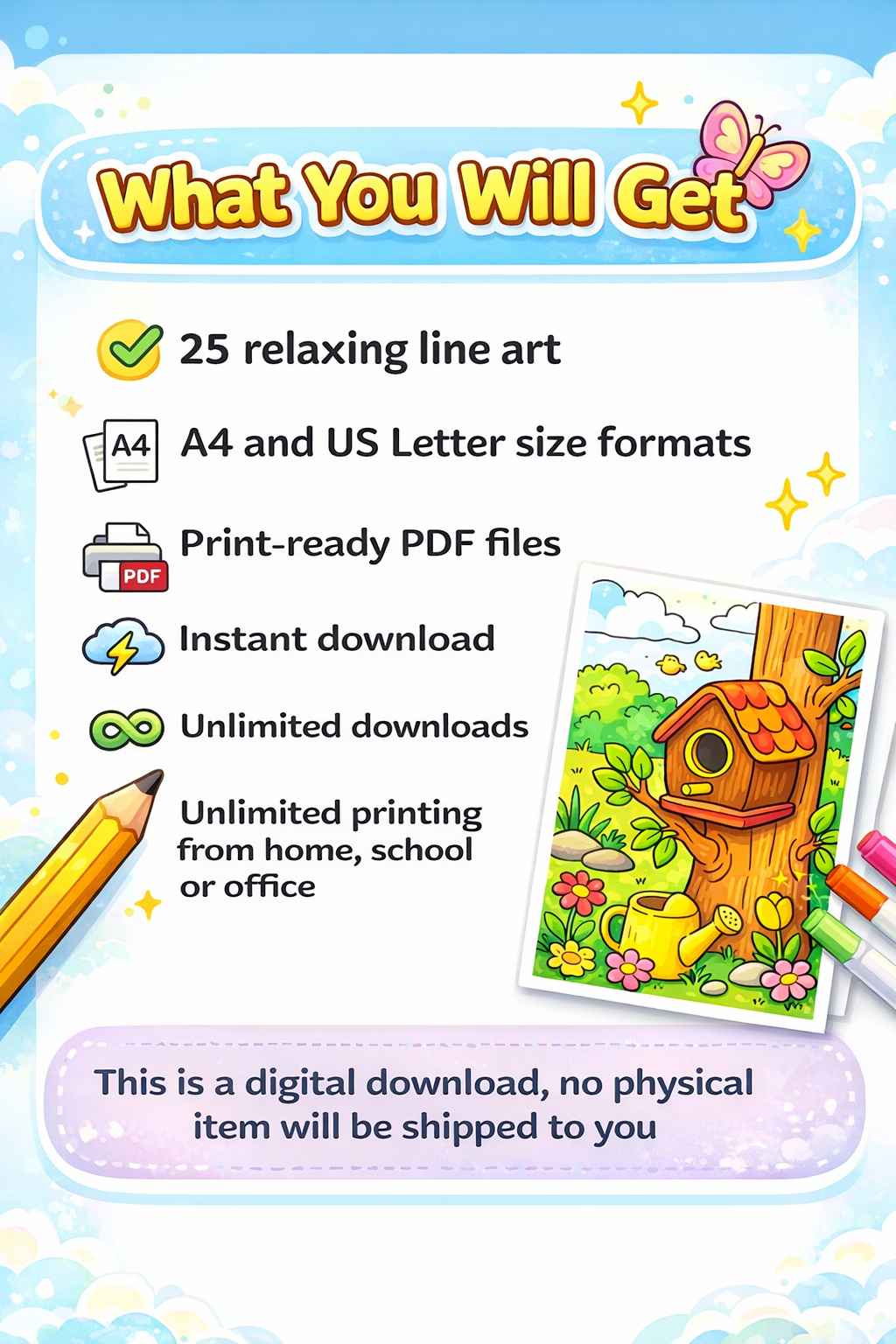 Kawaii Garden Cozy Coloring Book | 25 Stress-Relief PDF Printables