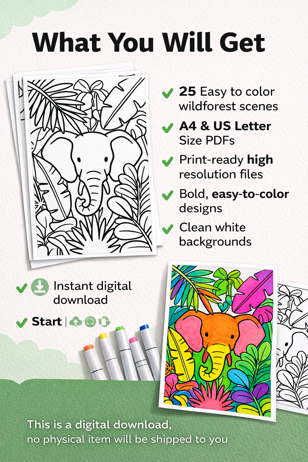 Cozy Jungle Wildlife | 25 Flora & Fauna Scenes