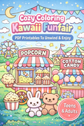 Cozy Coloring Kawaii Funfair | PDF Printables for Stress Relief & Joy